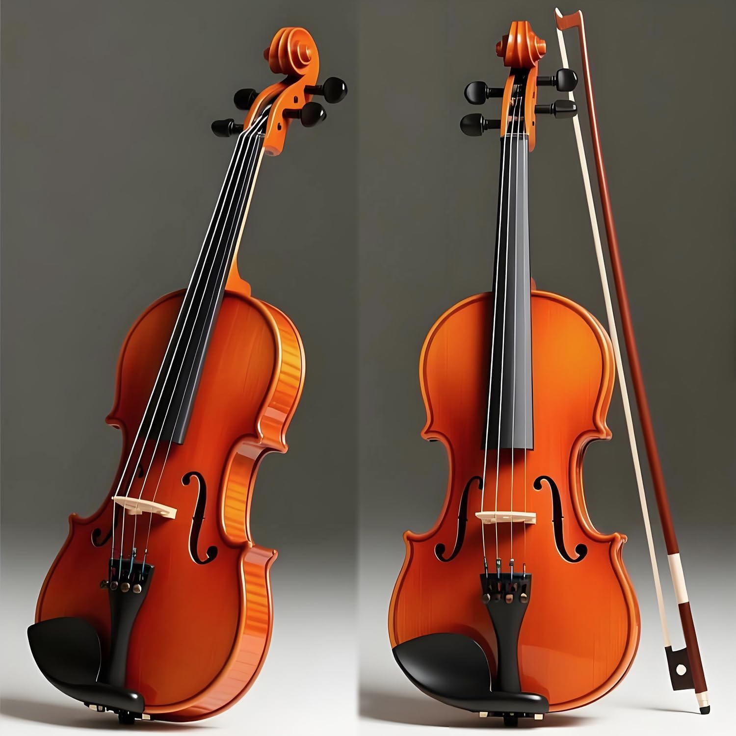 NANYI Size 4/4 beginner first violin Set, Natural Solid Wood Beginner Violin with Shoulder Rest, Rosin, Bow, Case, and Bridge, Stringed Musical Instruments Violin Music Hobby