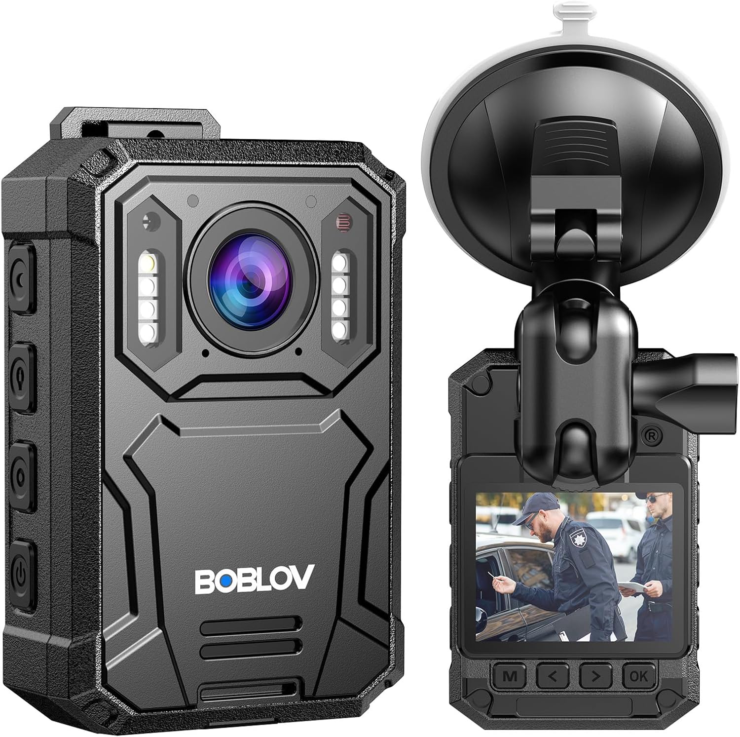 BOBLOV KJ23Pro 2K Body Camera, 64GB Body Camera with Night Vision, 4000mAh Battery for 15 Hours Continuous Recording, IP66 Waterproof Design for Law Enforcement, Security, and Outdoor Work（64GB）