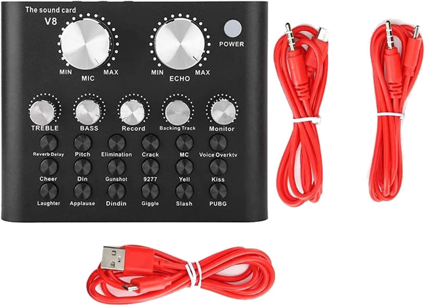 Professional Audio Mixer,V8 Live Sound Card With Effects And Voice Changer,Bluetooth Audio Mixer Device For Live Streaming,Music Recording