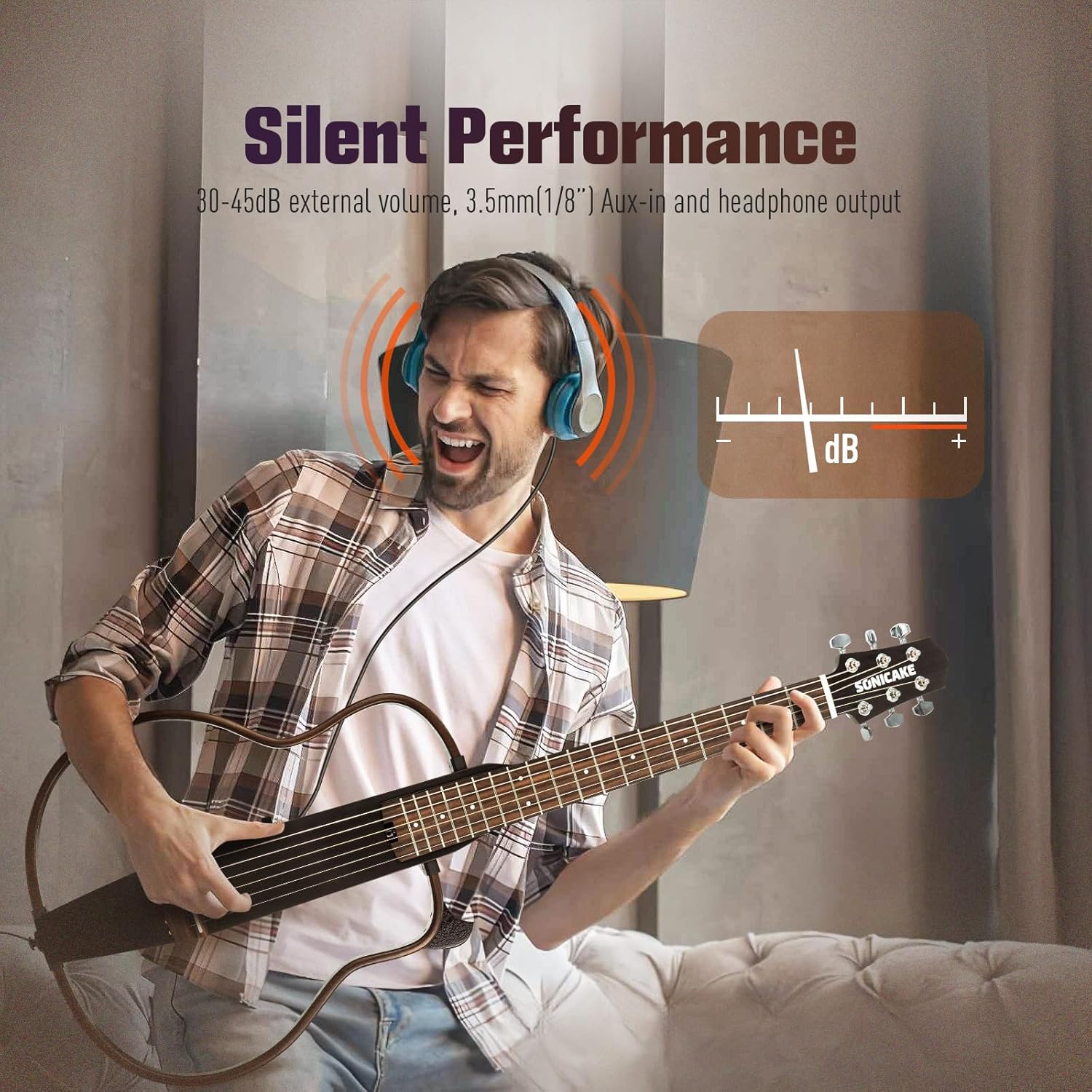 Sonicake Travel Guitar, Portable Acoustic-Electric Guitar Kit, Solid Mahogany Body Easy Assemble Frames, Multi Body-Shape Sim Rechargeable Preamp, Gig Bag, All Accessories QGT-01