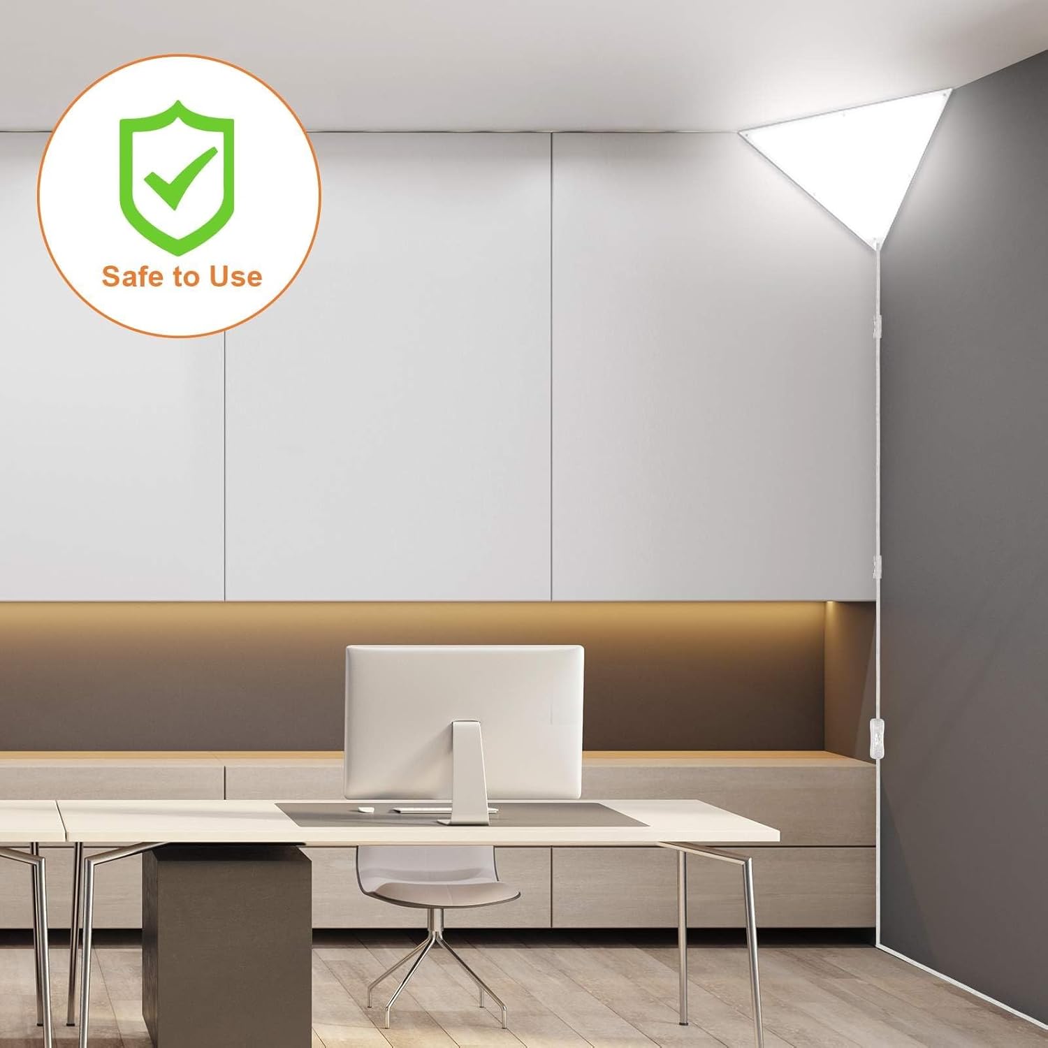 Upgraded Corner Light, 22W 2000LM LED Corner Lights for Living Room, 3000K/4000K/6000K Plug in Ceiling Lights with Switch, Lamp for Bedroom, Triangle Shape