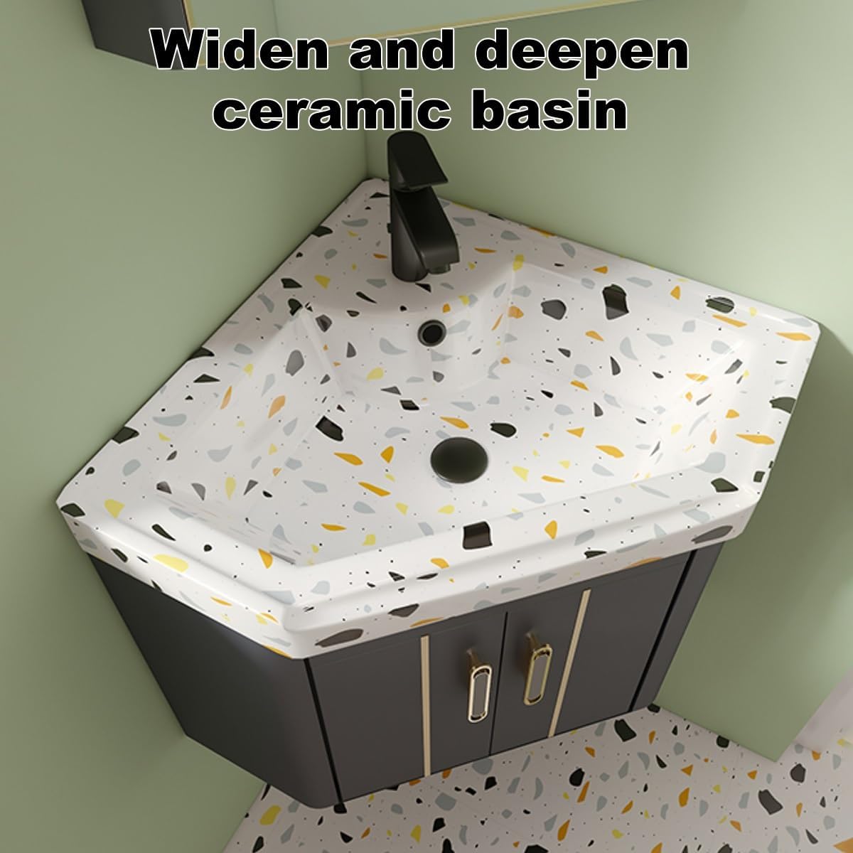 Corner Small Sink Vanity, Corner Wall Mount Bathroom Sink, Corner Bathroom Vanity Sink Combo, with Corner Mirror Cabinet Above Counter Mini Wall Vanity Vessel Sinks(White,19in/48in)