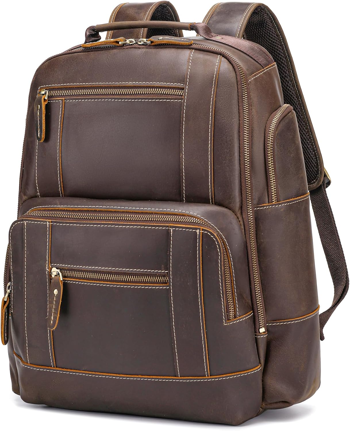 LANNSYNE Full Grain Leather Backpack Fits 17