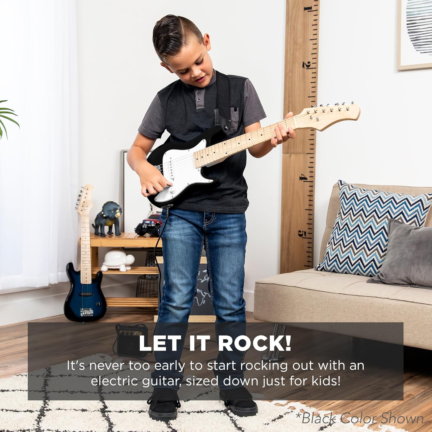 Best Choice Products 30in Kids Electric Guitar Beginner Starter Kit w/ 5W Amplifier, Strap, Gig Bag, Strings, Picks - Metallic Blue