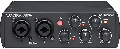 PreSonus AudioBox USB 96 2x2 USB Audio Interface (25th Anniversary Black) Bundle with Pop Filter and XLR Cable (3 Items)