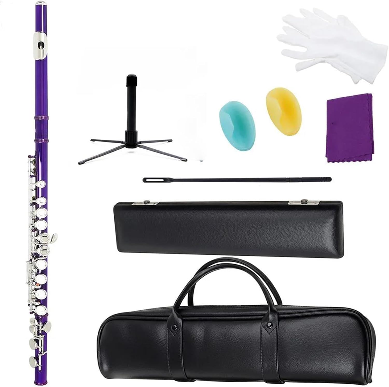 Nickel Plated 16 Holes C Key Cupronickel Flute Woodwind Instrument With Case