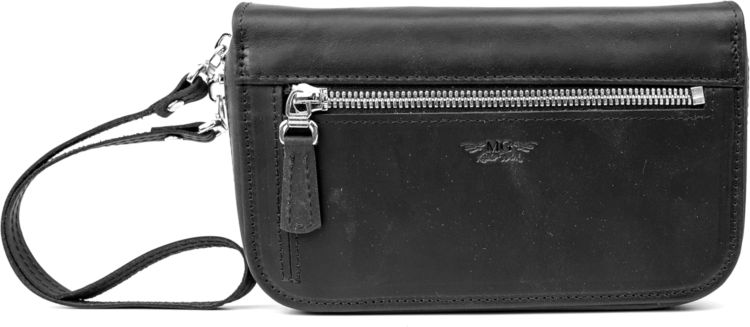 Leather Trumpet Mouthpiece Holder for 7 Mouthpieces by Mg Leather Work. Fits also Flugelhorn, Cornet & French Horn mouthpieces. Mouthpiece case, Mouthpiece bag, Mouthpiece Protection (Black)