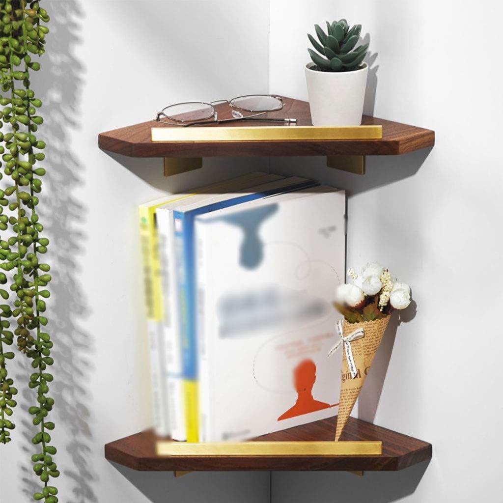Floating Shelves Black Walnut Floating Shelves, Corner Shelf with Baffle, Wall Mounted Storage Shelves, Simple Wall Decoration, Load Bearing 10kg (Color : Brown, Size : 32.5 * 23cm)