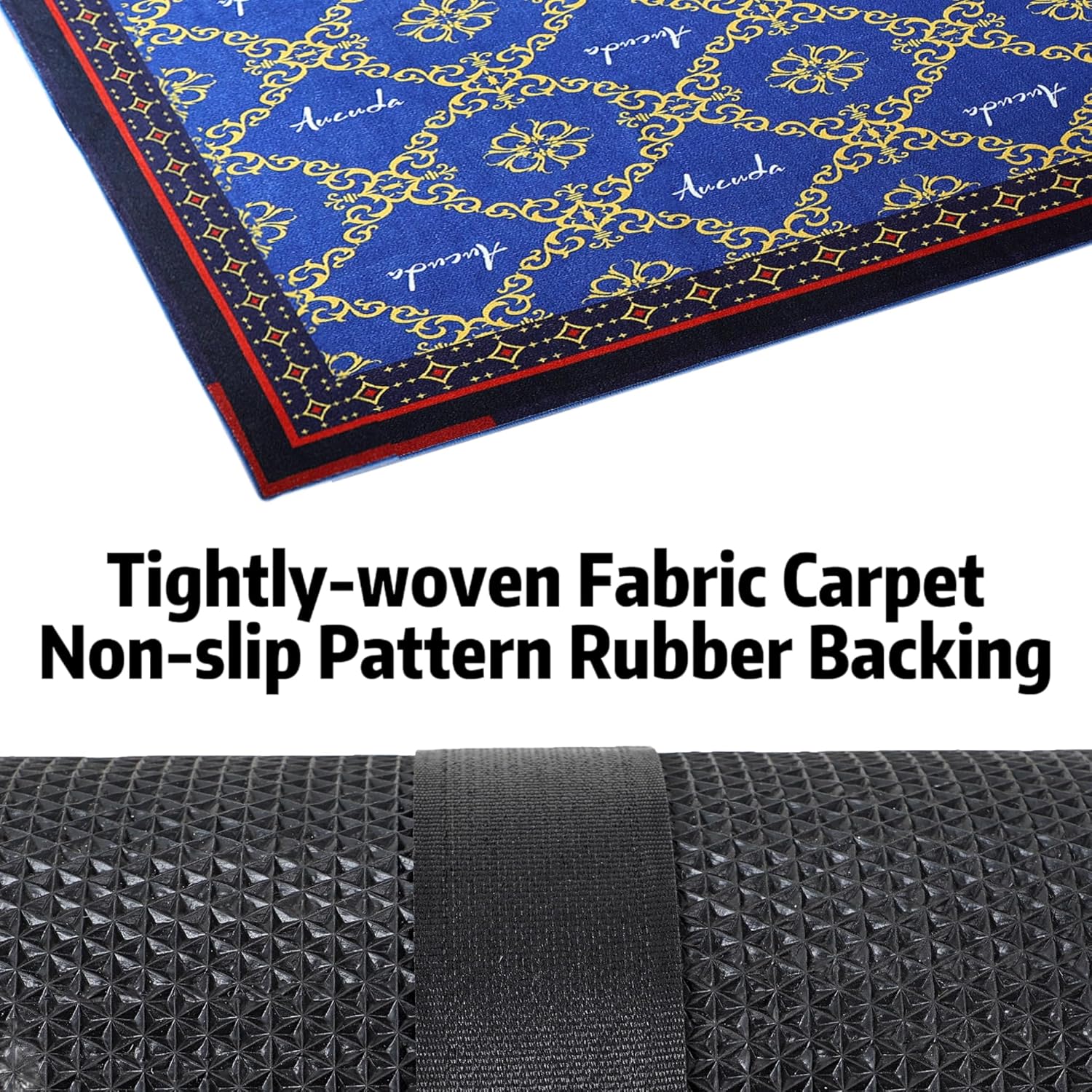 Aucuda Blue Drum Rug 6x6.6 ft Drum Mat Outdoor, Tightly Woven Fabric Cool Drum Set Carpet with Non-Slip Grip Bottom, Electric Drum Accessories for Studio, Apartment, Soundproof, Guitar, No Crease.