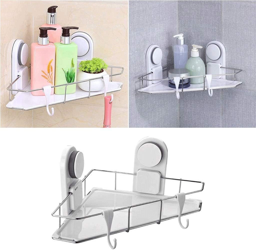 Aluminum Glass Shelf Bathroom Bath Corner Caddy Basket Storage Hanging Organizer with Extra Thick Contemporary Style Wall Mount Single Tier