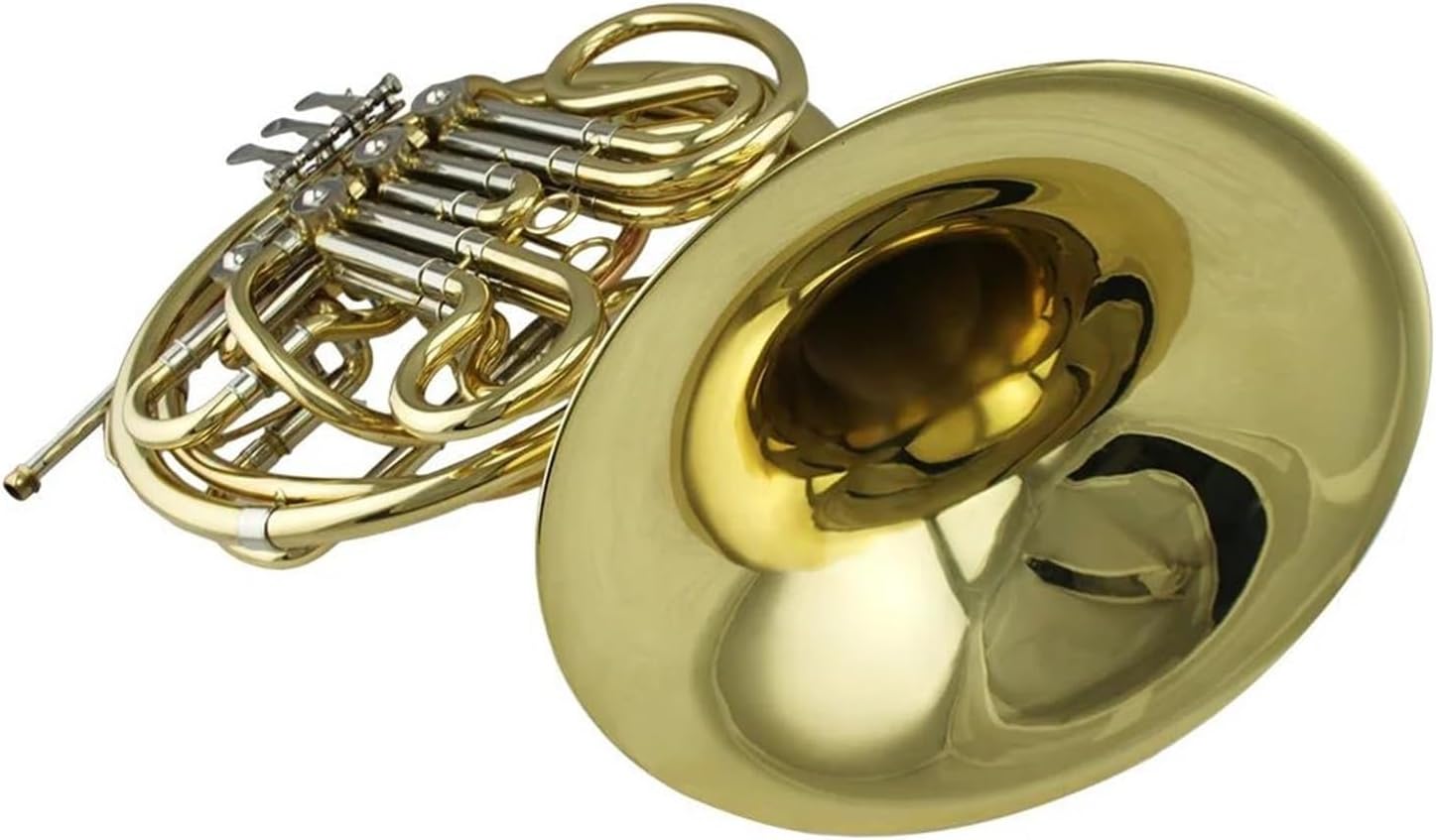 4 Key French Horn Gold Lacquer 4 Key Double Row French Horn Instrument