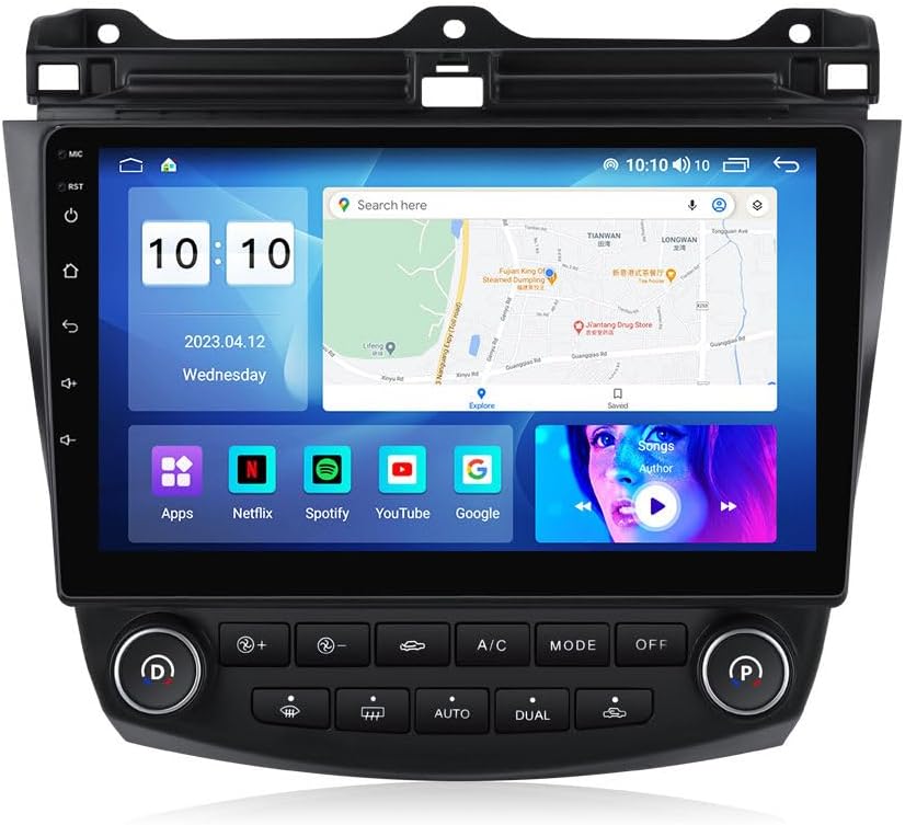 Android Car Stereo for Honda Accord 7 2003-2007,10 inch IPS Touchscreen with Upgrade Wireless CarPlay & Android Auto,WiFi/GPS,Support SWC and Subwoofer,8-Core 8G+256G