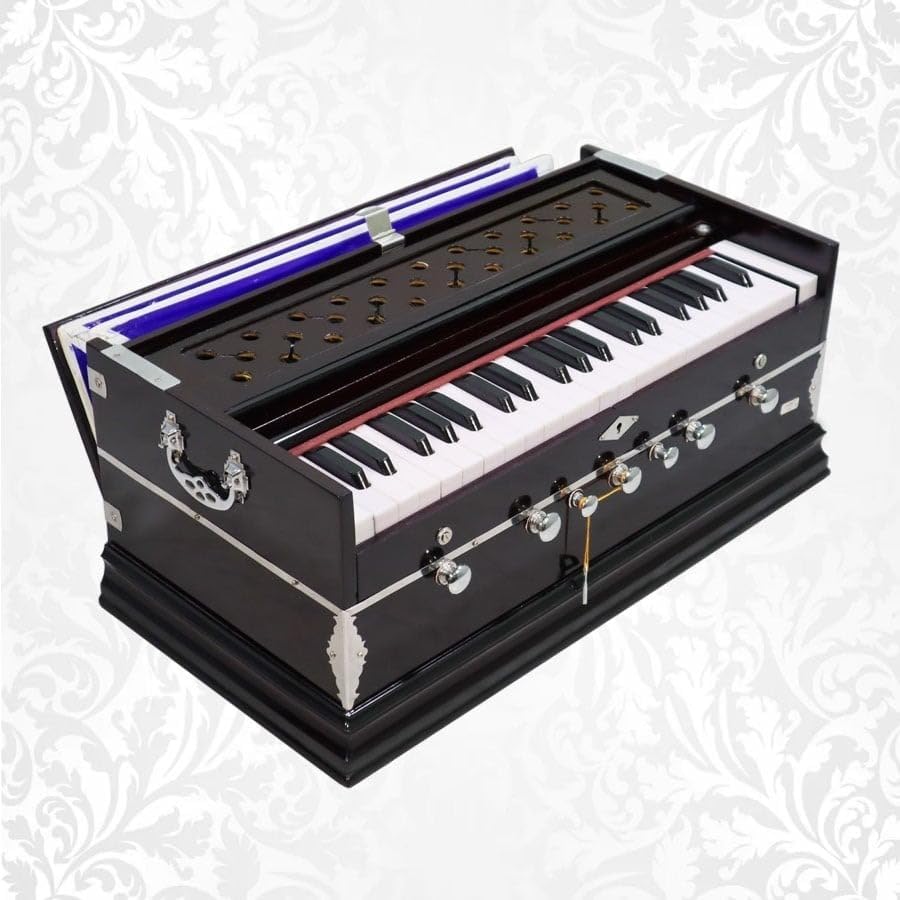 Harmonium 7 Stopper, 3¼ Octaves, Double Bellow, Bass-Male reeds, Indian Music Instrument Harmonium With Cover