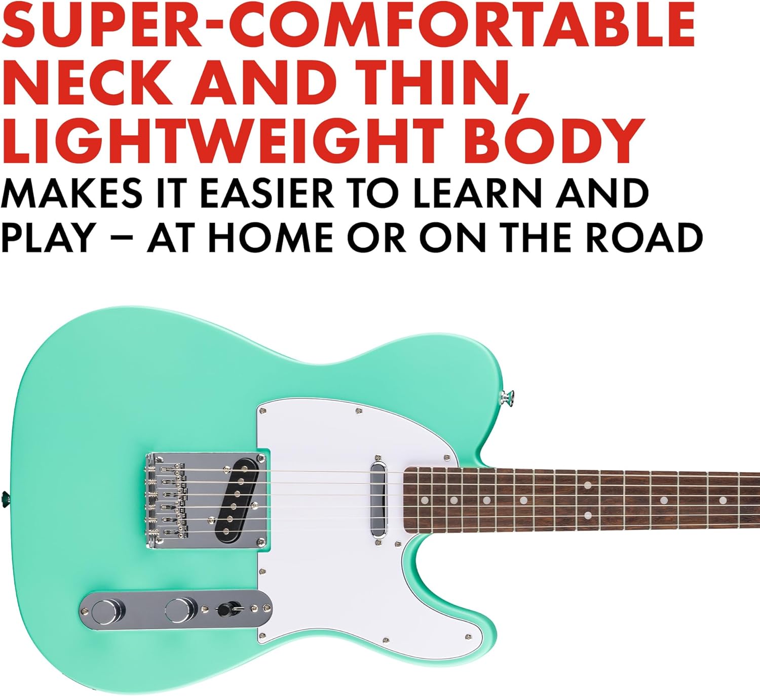 Fender Squier Debut Series Telecaster Electric Guitar, Beginner Guitar, 2-Year Warranty, Includes Free Lessons, Sea Foam Green with Satin Urethane Finish