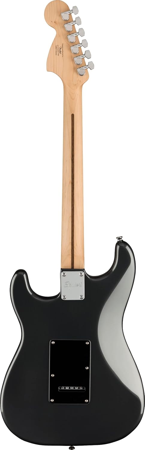 Squier by Fender Affinity Series Stratocaster Pack, HSS, Laurel Fingerboard, Charcoal Frost Metallic & FT-1 Professional Clip-On Tuner