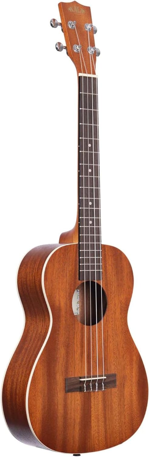 Kala KA-B Mahogany Baritone Ukulele Bundle with KALA Klipz Blue Clip-On Tuner & Polishing Cloth – All-Mahogany Construction, Warm Tone, Chrome Die-Cast Tuners, Ideal for Beginners & Pros