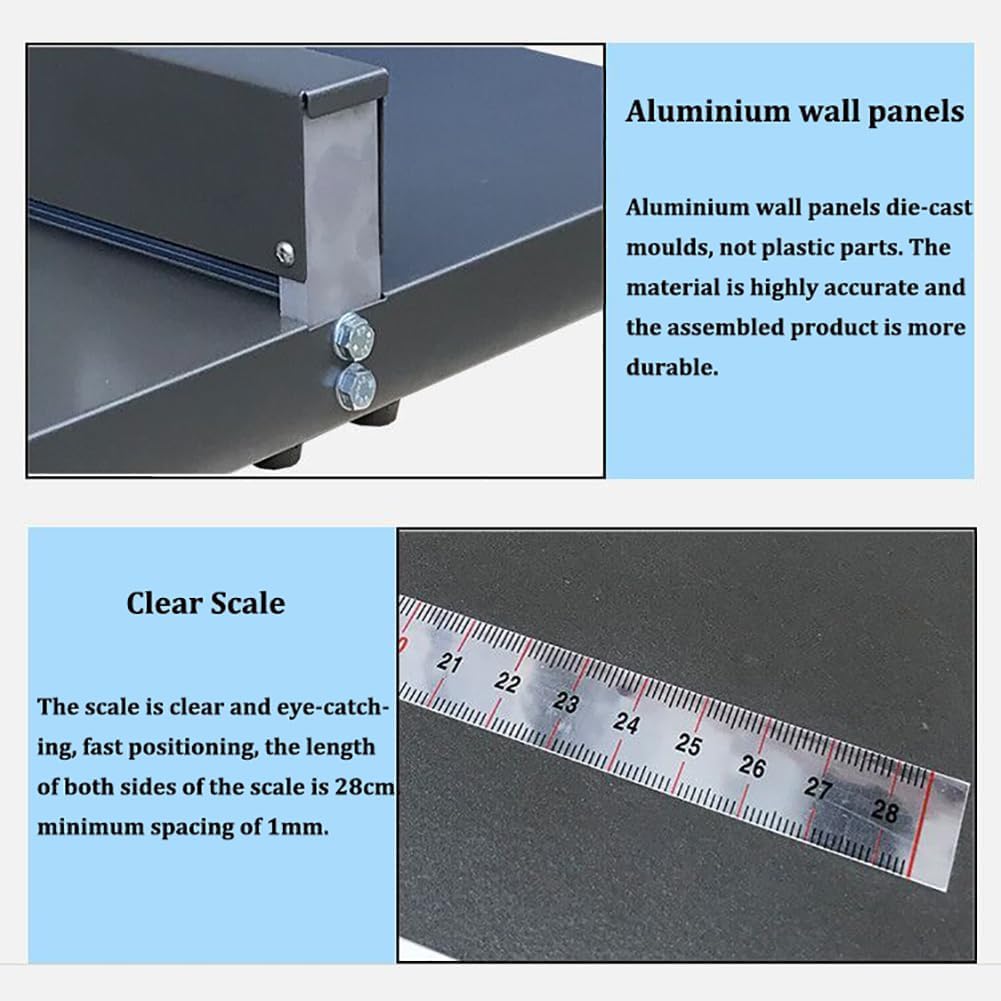 350Mm Manual Creasing Machine, A3/A4 Scoring Paper Creasing Machine with Positioning Ruler & Non-Slip Base, Desktop Heavy Duty Metal Paper Creaser for Paper Card Book SCO