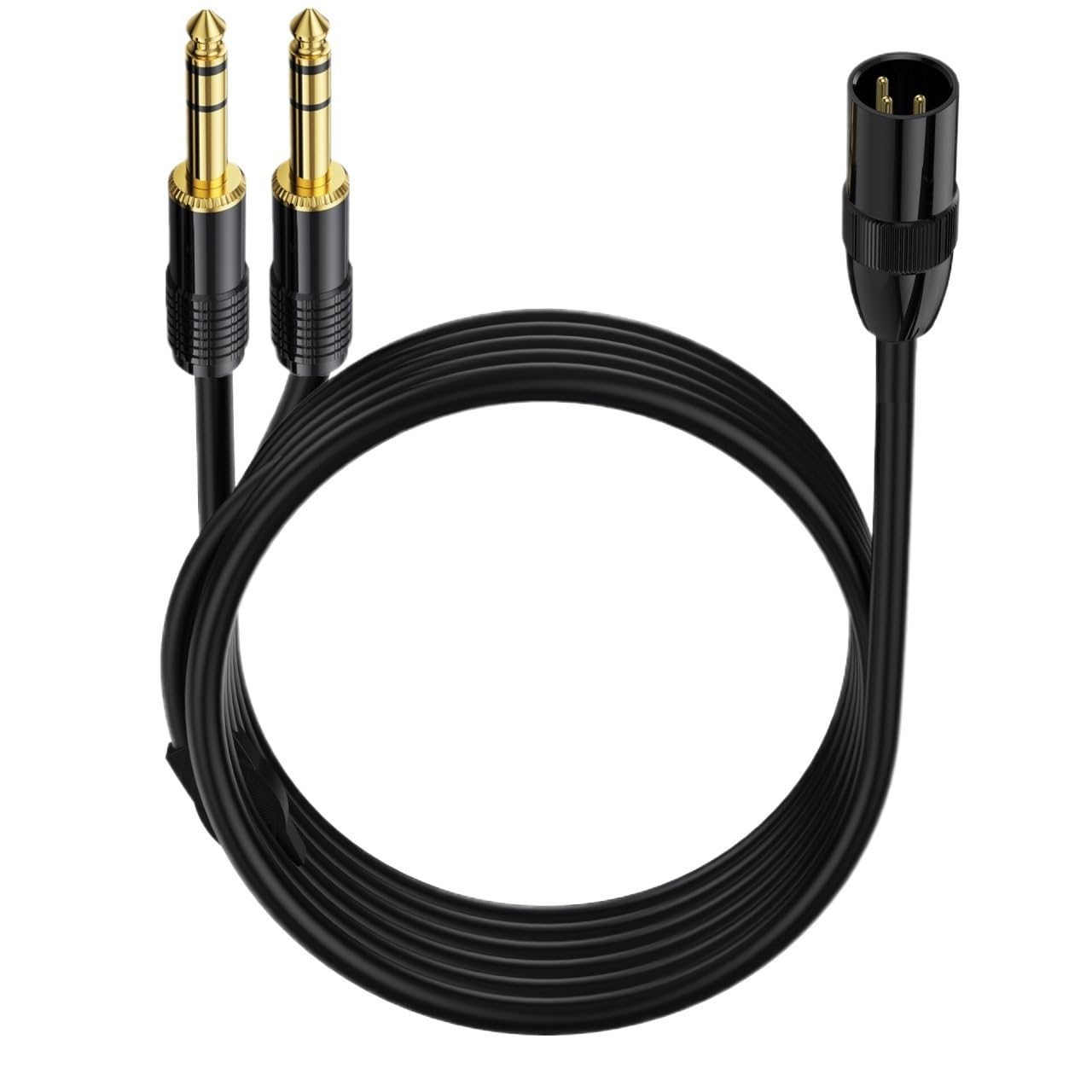 2 XLR Male to 6.35mm (1/4inch) TRS Male PlugMicrophone Stereo Unbalanced Audio Converter Adapter Y Splitte Cable Cord(50cm)