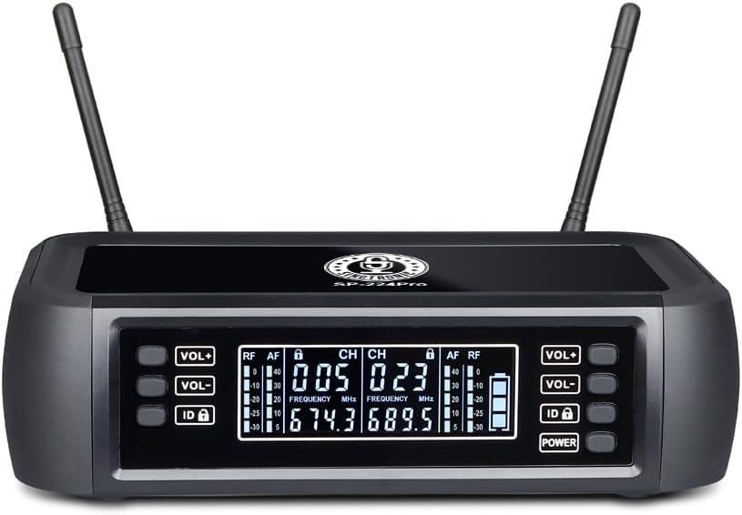 SINGTRONIC SP-224Pro Rechargeable Digital Wireless Microphone System | Built-in Lithium Battery, Anti-Howling, No Power Outlet Needed, Hands-Free Karaoke Mic for Outdoor Use