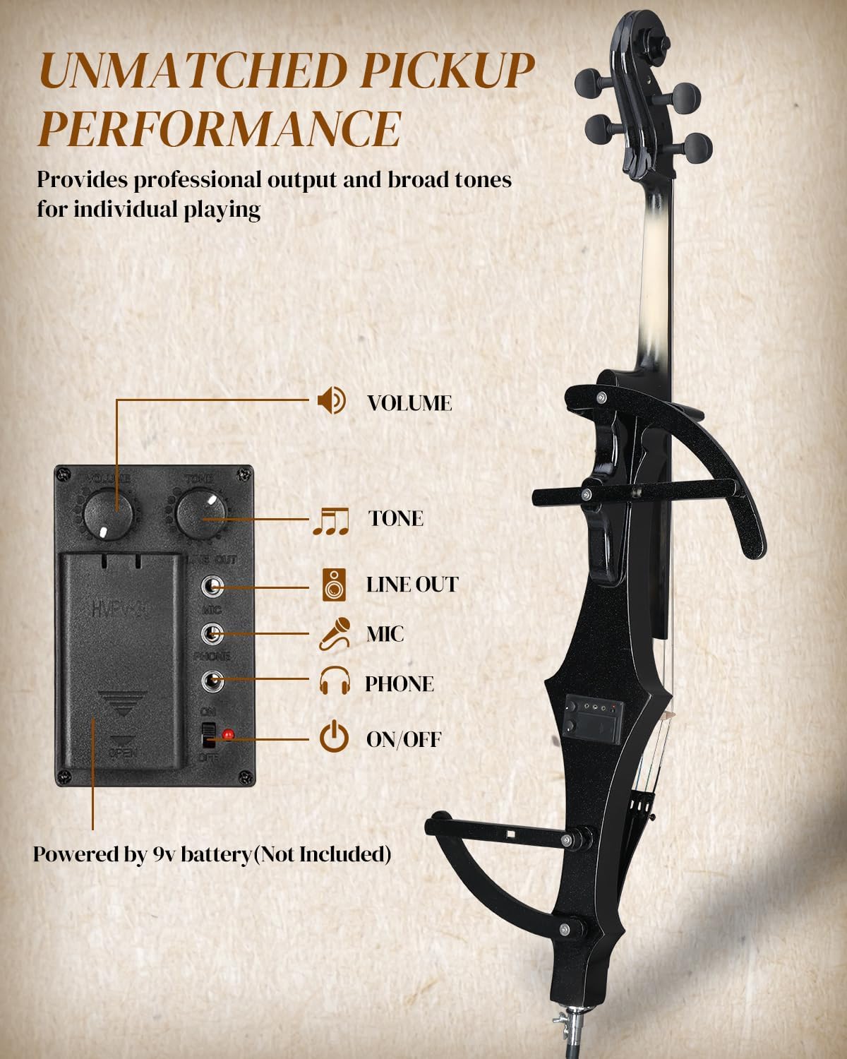 Ktaxon Foldable Electric Cello 4/4 Full Size Silent Cello with Portable Bag, Stereo Headphones, Premium Cable & Rosin, Professional Bow and Bridge for Adult Beginner(Foldable Z Style)