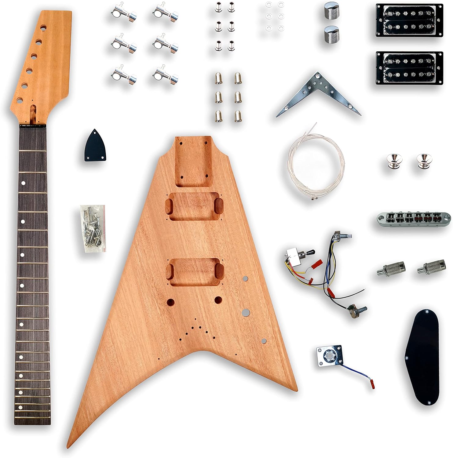 BexGears DIY SFV Electric Guitar Kits for V Electric Guitar Mahogany body Mahogany neck & composite ebony fingerboard You Build The Guitar