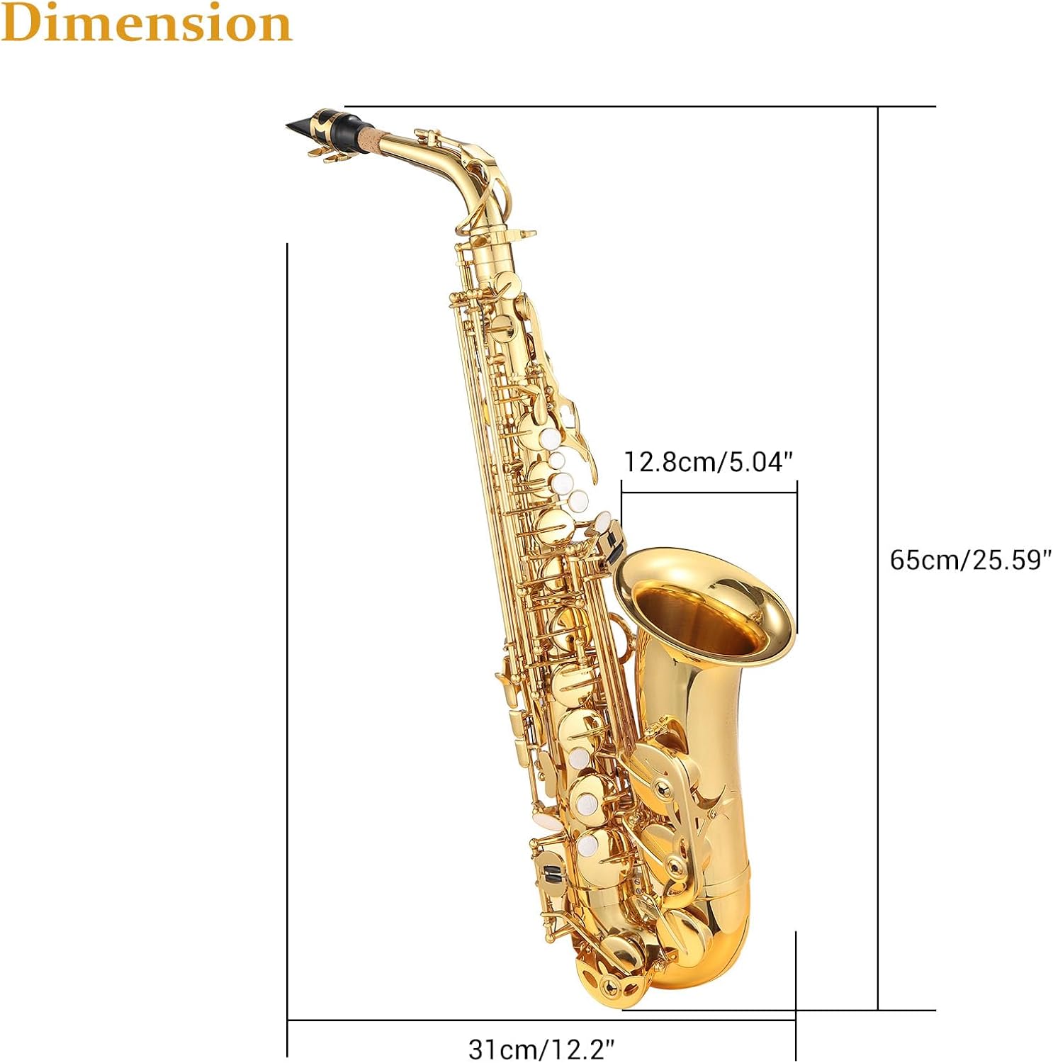 Alto Saxophone Full Kit - E-Flat, Includes Case, Strap, Reeds, Stand & Cleaning Accessories