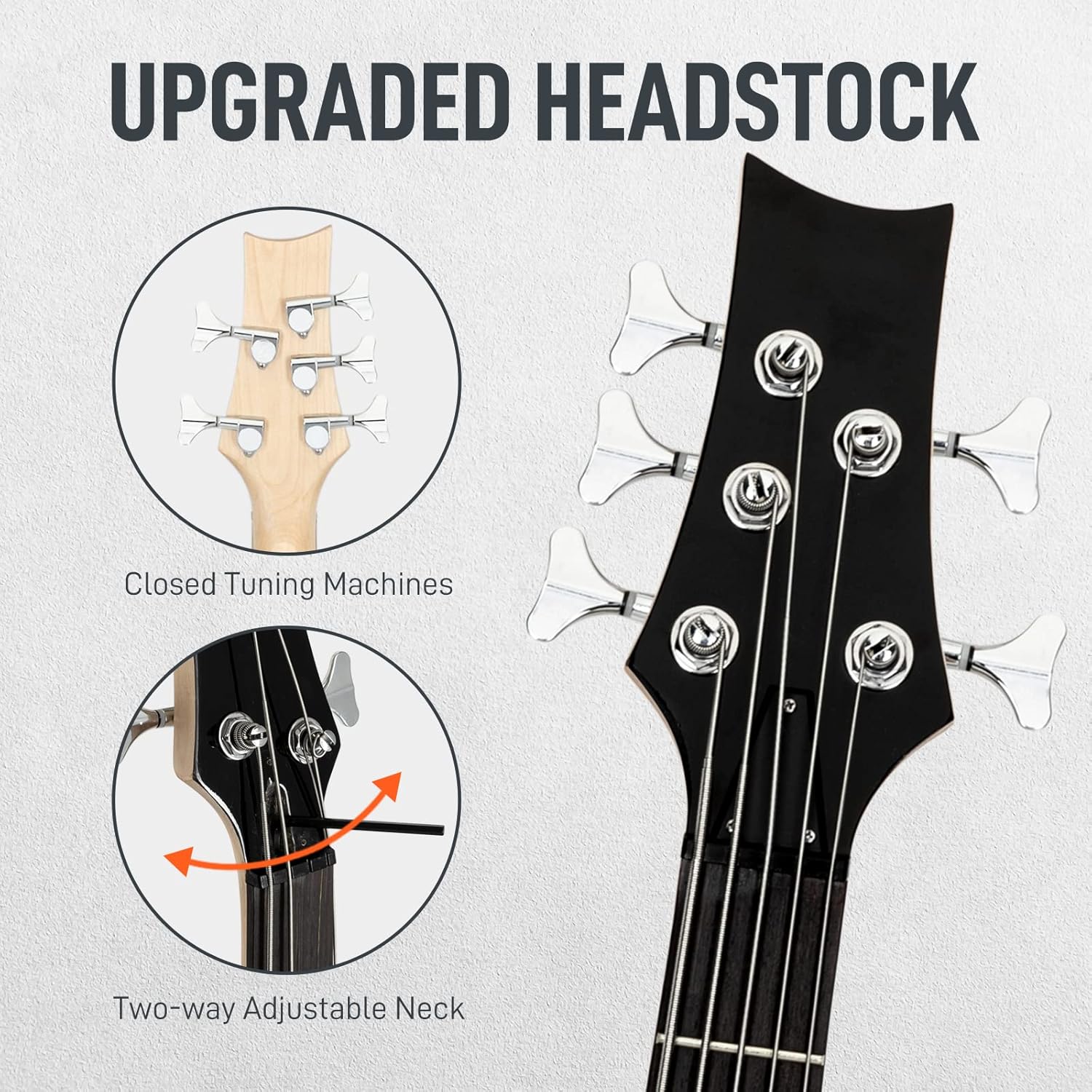 Ktaxon 5 String Electric Bass Guitar, Full Size Standard Right Handed Rosewood Fretboard Bass Kit with Gig Bag Strap Cable Wrench Tool (Sunset)