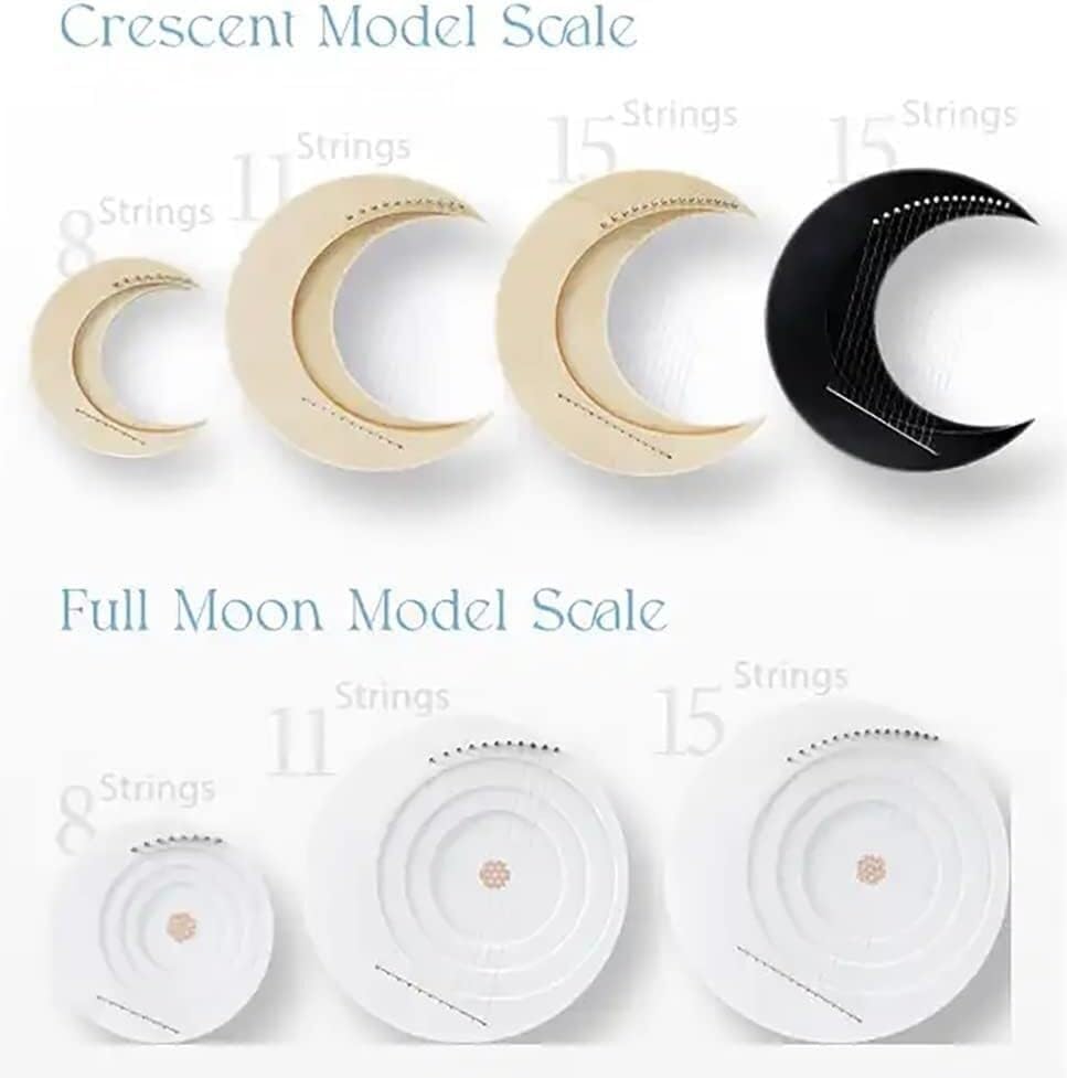 15 Strings Moon Lyre Harp, Moon Shape Maple Harp with Tuning Wrench, Extra Strings and Mat, Wooden Musical Instrument(Color:Without Stand)(With Stand)