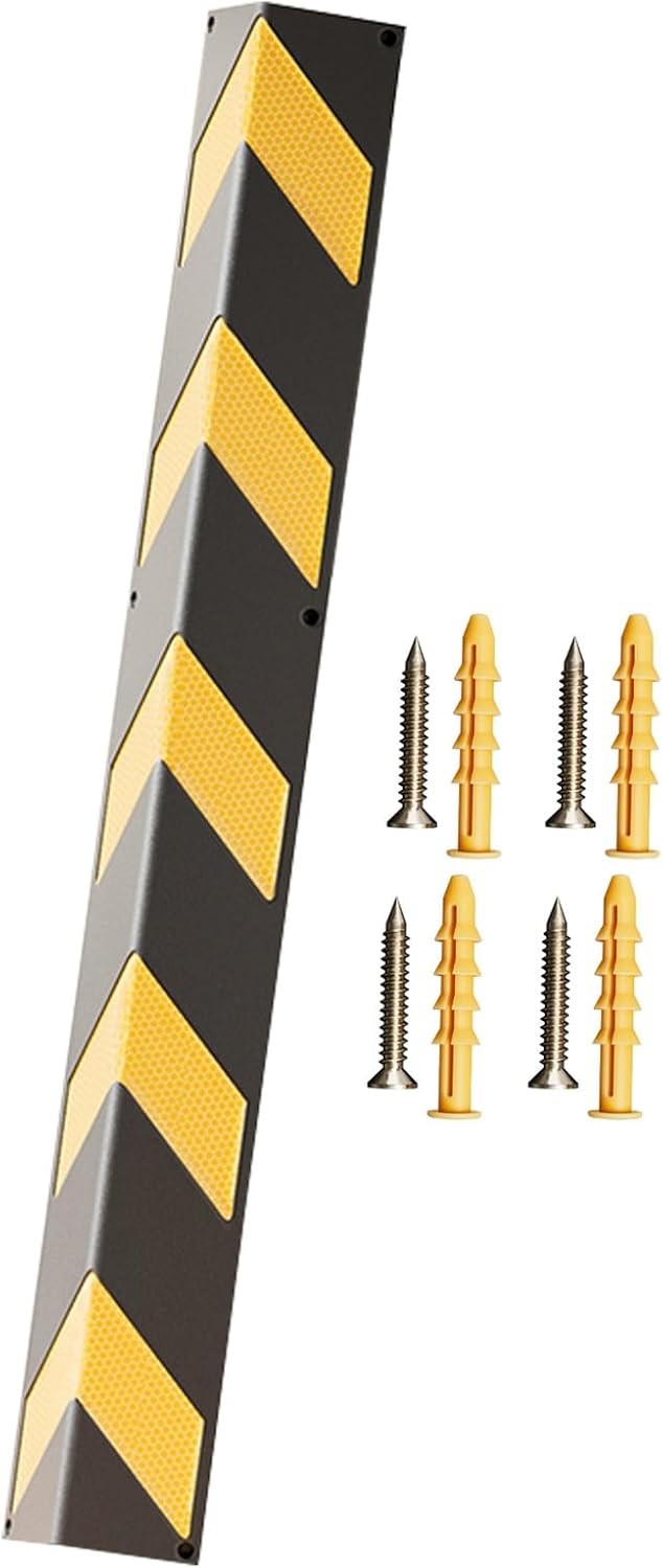 Reflective Rubber Wall Corner Guard L-Shape Garage Wall Edge Protector 1cm Thick Car Corner Guardrail Post for Parking Lot Warehouse Office(150x10cm(59.1x3.94))