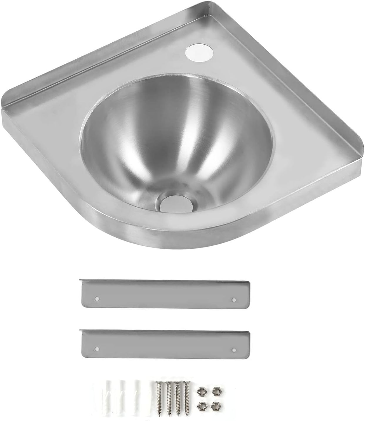 Wall Mount Kitchen Sink, Triangle Stainless Steel Bathroom Corner Basin Sinks, Mini Vanity Hand Wash Bar Sink Single Bowl Sink for Kitchen RV Caravan Camper Boat