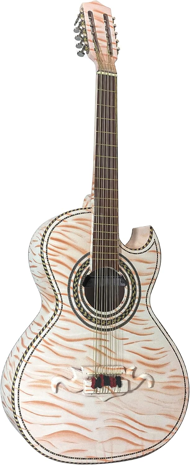 D'Luca Paracho 10-String Bajo Quinto Acoustic-Electric Right-Handed Tiger White (DL-PQ1-EQ-TW)