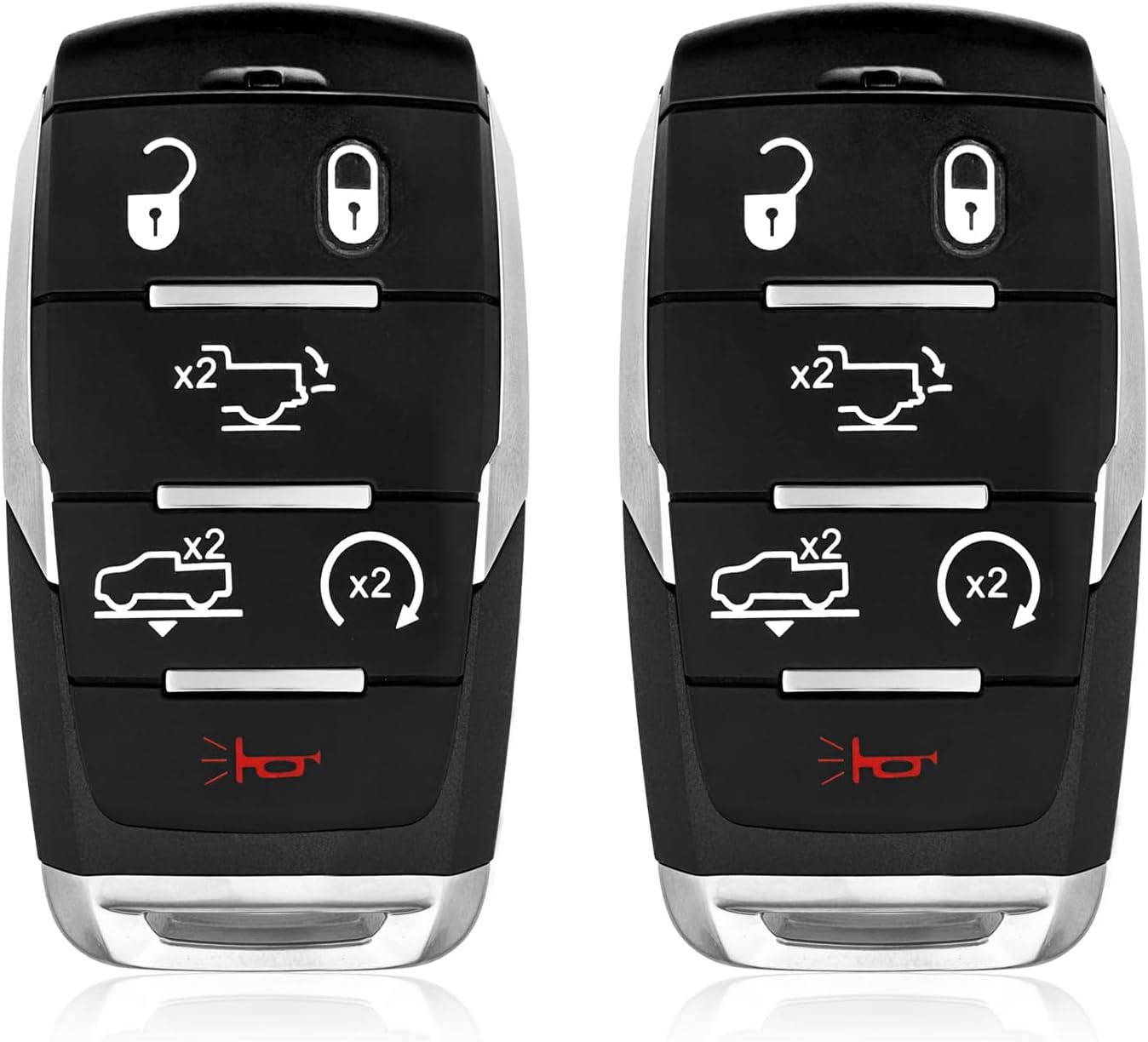 2 Keylessbest Replacement for 2019-2024 Dodge Ram 1500 Pickup Key Fob Remote Control OHT-4882056 6 Buttons 433.92MHz