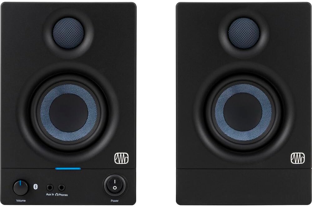 PreSonus Eris 3.5BT Gen 2 Powered 3.5-Inch 50W Bluetooth Power Desktop Speakers Bundle with Pair of Auray IP-S Small Isolation Pad and 1/4
