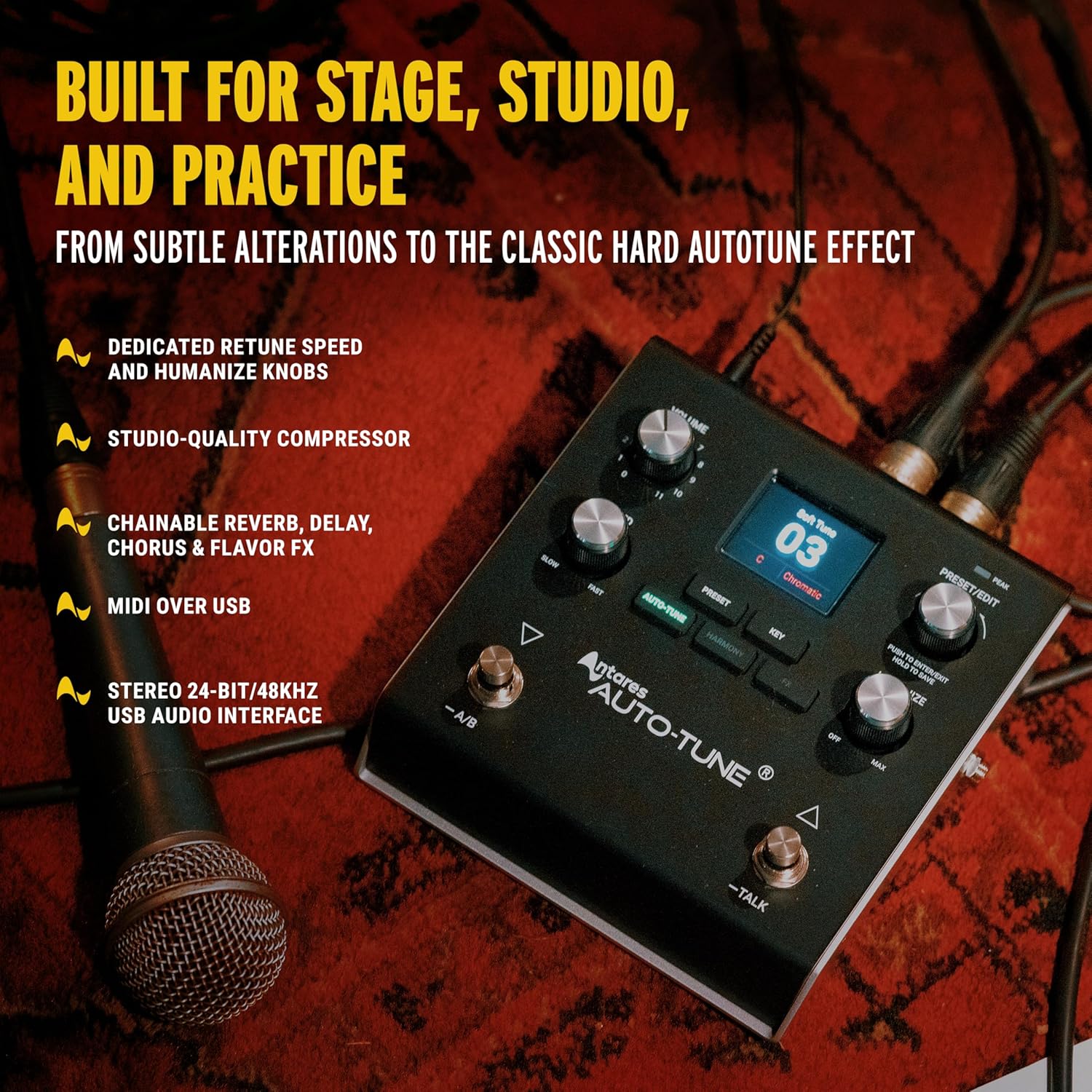 HeadRush VX5 Vocal Effects Pedal with Antares AutoTune for Vocalists with Real Time Pitch Correction, Vocal Harmony, Guitar and Mic in and Audio Interface