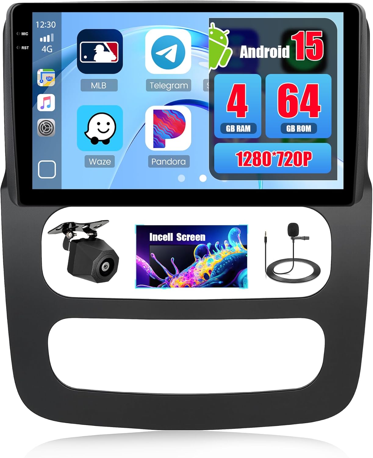 4+64GB Android 15 Car Radio for Dodge RAM 1500/2500/3500 2002-2005 with Wireless Carplay Android Auto, Realdio 9