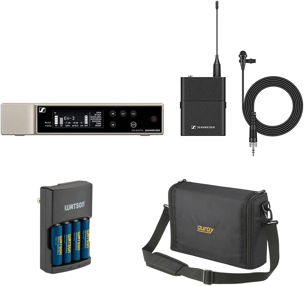 Sennheiser EW-D ME2 Set Digital Wireless Omni Lavalier Microphone System (R4-9: 552 to 607 MHz) Bundle with Auray WSB-1S Carrying Bag and XLR-XLR Cable