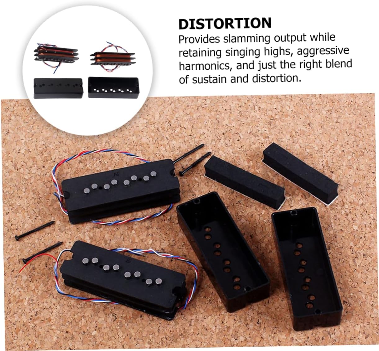Kisangel 5-String Bass Pickup Set Double Layer Vintage Humbucker 10 Dots Compatible Bass Guitar Replacement Parts for Electric