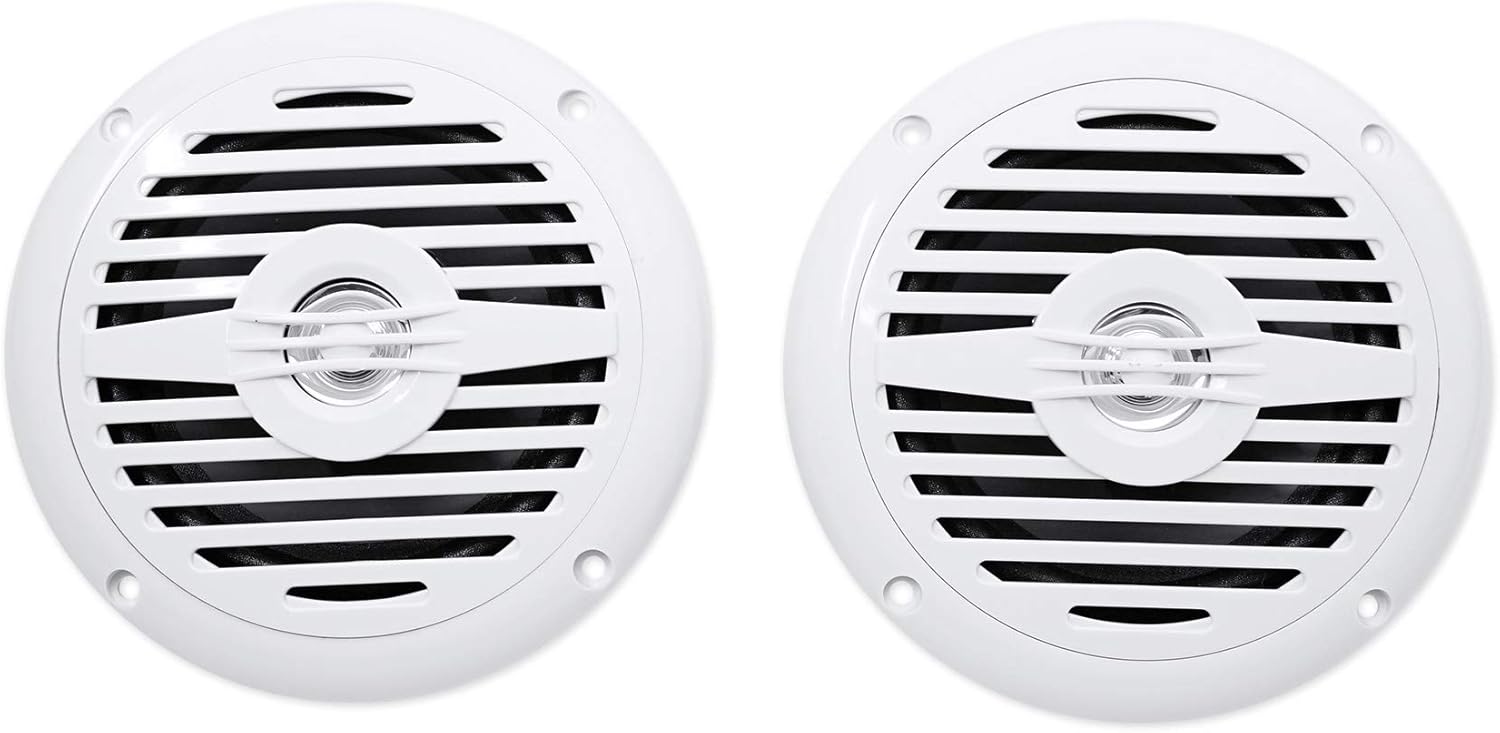 Kicker KMC2 Gauge Hole Digital Media Receiver w/Bluetooth/USB for Boat/ATV/UTV Bundle with Pair Rockville MS525W 5.25