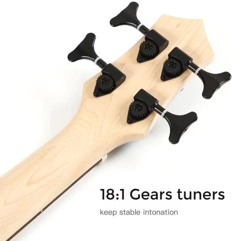 Batking Ukulele bass fretted 4 String Ukelele, Electric Uku bass with Gig bag(Black)