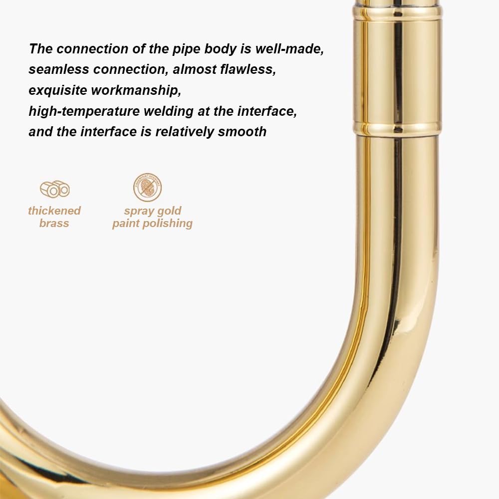 B-Flat Drum Horn Team Youth Horn/Charge Horn/Bugle Small Brass Horn, Including Storage Bag + Gloves + Flag