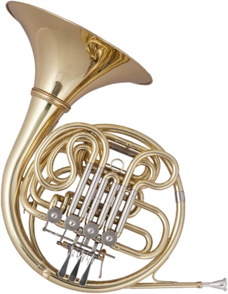 Brass French Horn Four-key Split Single Horn Instrument B/F Double Horn Beginner Performance Test(Color:Single)