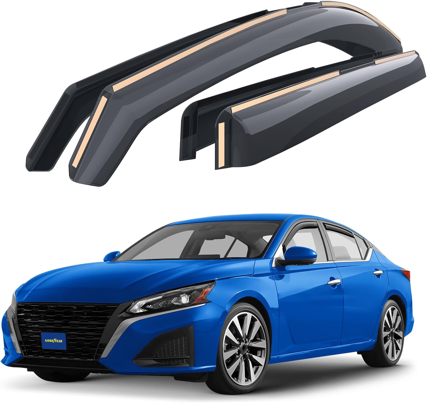 Goodyear Shatterproof in-Channel Window Deflectors for Nissan Altima 2019-2026, Rain Guards, Window Visors for Cars, Vent Deflector, Car Accessories, 4 pcs - GY008435