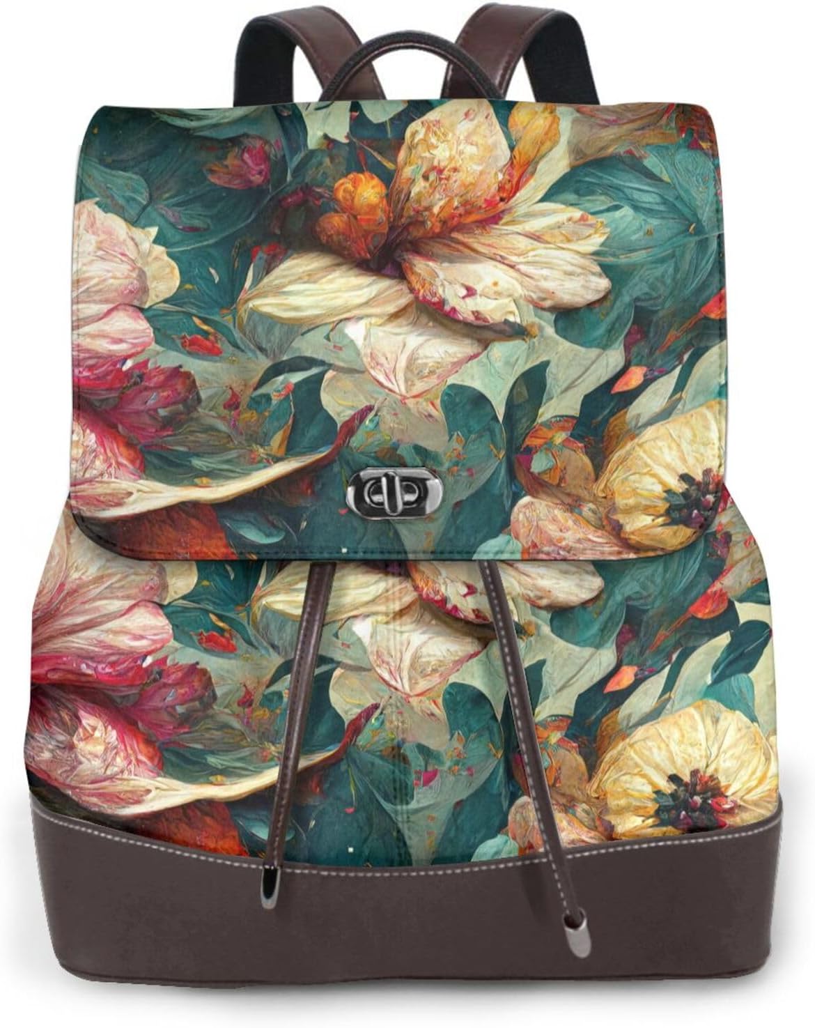 Artistic Abstract Flower for Womens Backpack Purse Microfiber PU Anti-theft Large Fashion Designer Travel Bag Ladies Shoulder Bags