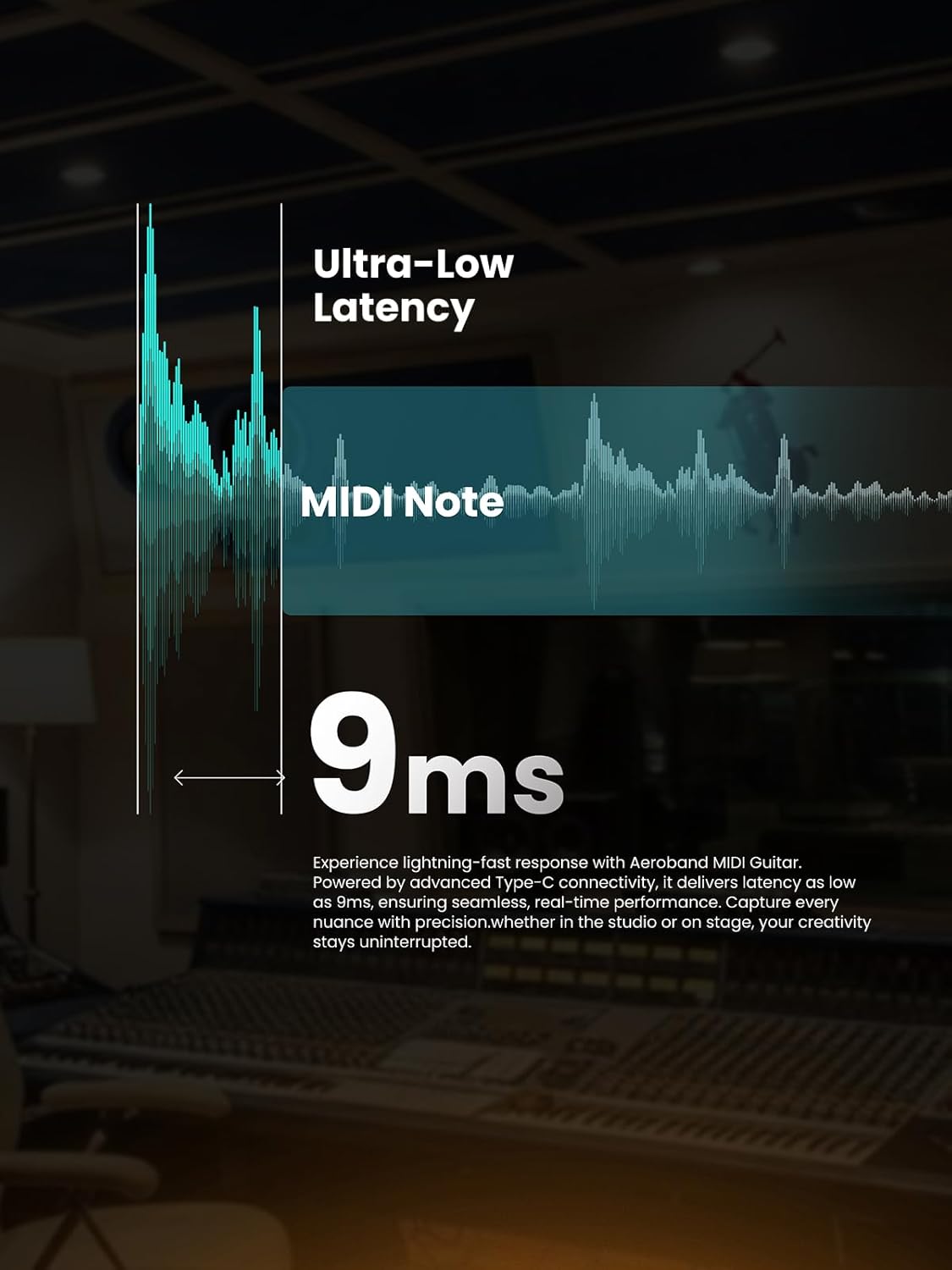 AEROBAND Black Full-Size Guitar-Shaped MIDI Controller, MIDI Guitar, Music Creation (With Bag)