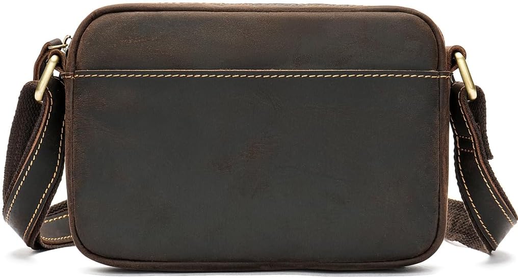 Genuine Leather Sling Bag with Adjustable Strap Vintage Anti-Theft Crossbody Messenger Bag for Men