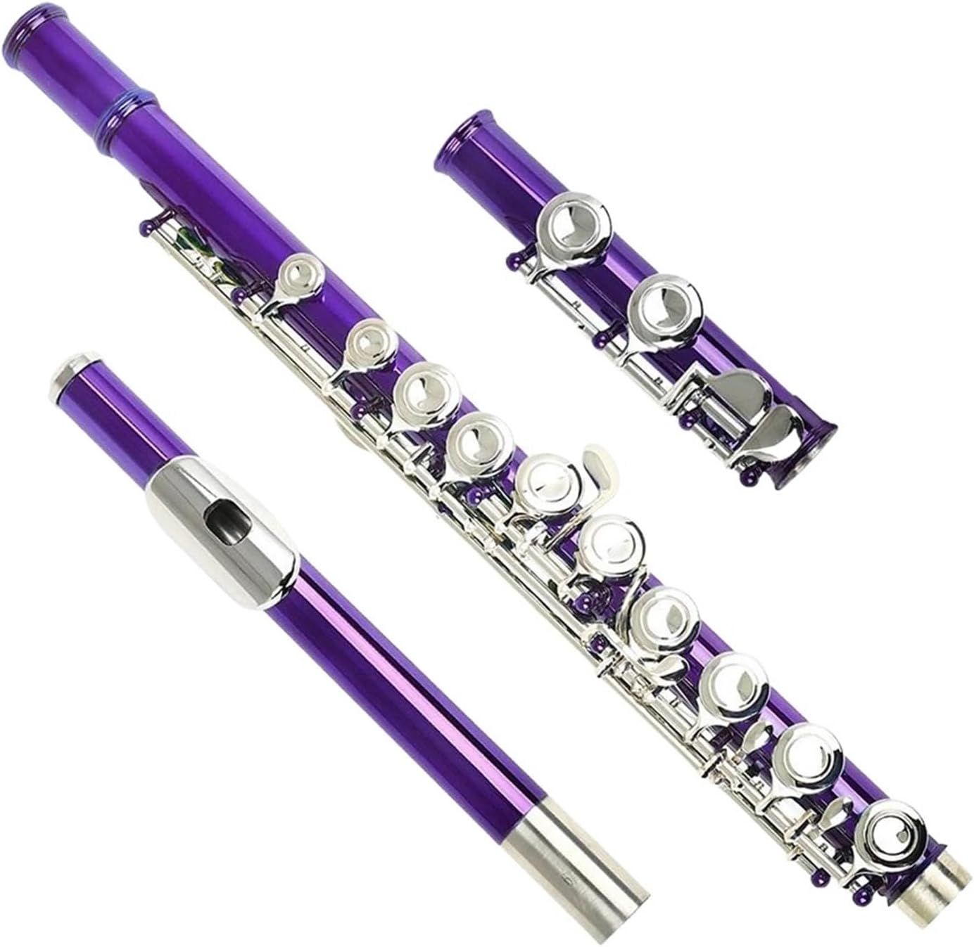 Purple 16 Holes C Tone Flute With E Key Woodwind Instrument Closed Key Cupronickel Tube With Padded Bag