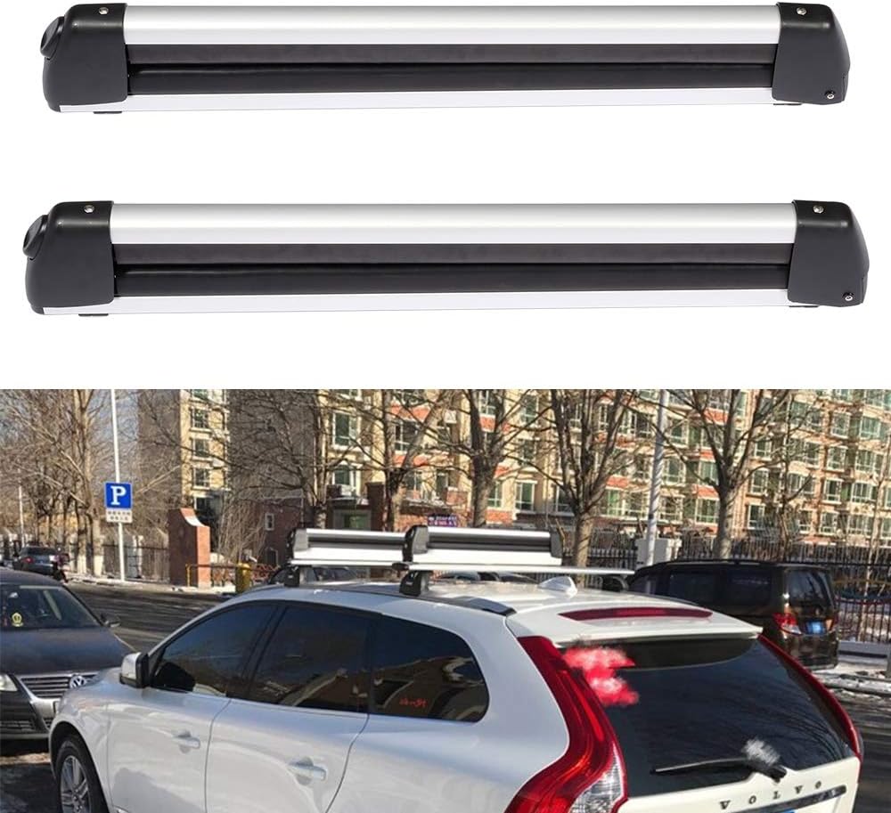 ECCPP Universal Ski/Snowboard Roof Rack,Ski Roof Carrier Fit Most Vehicles Equipped Cross Bars w/Key