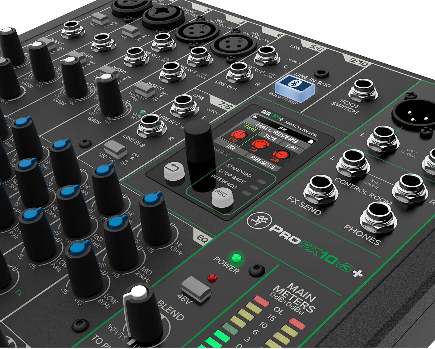 Mackie ProFX10v3+ 10-Channel Analog Mixer With Enhanced FX, USB Recording Modes, Bluetooth and Essential Cables