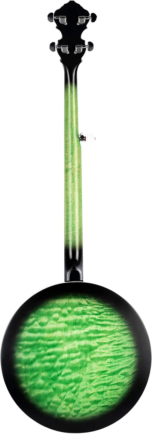 Ortega Guitars Facon Falcon Series 5-String Quilted Maple Resonator Acoustic-Electric Banjo w/Bag, Right, Transparent Green, one Size (OBJE400TGR)