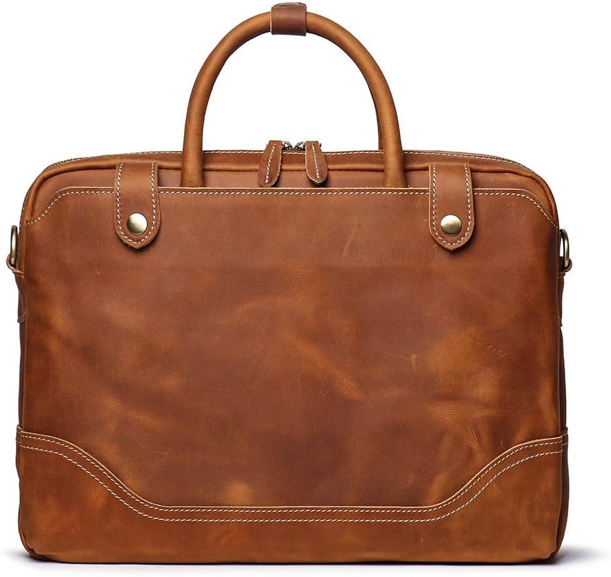 Leather Briefcase for Men 14 Inch Laptop Crossbody Shoulder Messenger Bag Attache Case for Business Travel Work briefcases